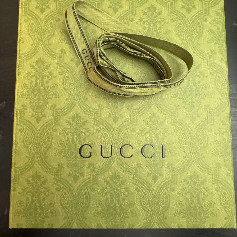 EMPTY Gucci Box, Printed Tissue Paper, Ribbon & Paper Shopping Bag